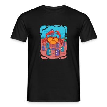Crab visits underwater city - Men's T-Shirt - black - Front - AI Model Male 178 light (178cm)