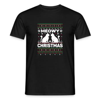 Meowy Christmas - Männer T-Shirt - Schwarz - Vorne - AI Model Male 178 light (178cm)