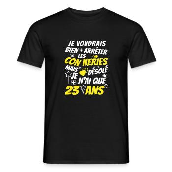 23 ans de conneries / cadeau anniversaire 23 ans - T-shirt homme - noir - Devant - AI Model Male 178 light (178cm)