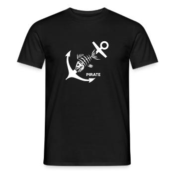 Kapitän ahoi Pirat "Anker gelichtet" Bootsmann - Männer T-Shirt - Schwarz - Vorne - AI Model Male 178 light (178cm)