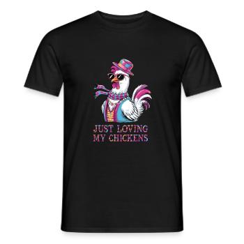I Love My Chickens - Funny Chickens Cartoon - Men's T-Shirt - black - Front - AI Model Male 178 light (178cm)