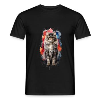 Norwegische Waldkatze - Männer T-Shirt - Schwarz - Vorne - AI Model Male 178 light (178cm)