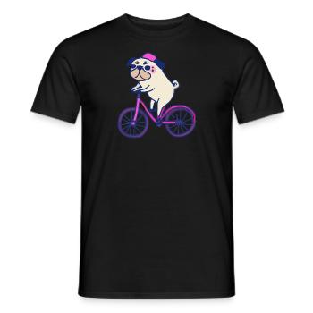 Pug Bicycle Dog Puppy - Men's T-Shirt - black - Front - AI Model Male 178 light (178cm)