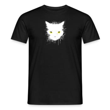 weiß Katze, fluffy cat - Männer T-Shirt - Schwarz - Vorne - AI Model Male 178 light (178cm)