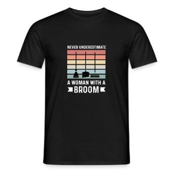 Woman with broom custodian gift - Men's T-Shirt - black - Front - AI Model Male 178 light (178cm)