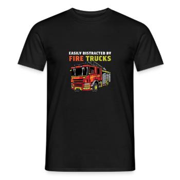 Abgelenkt von Feuerwehrchen Engineman Geschenk - Männer T-Shirt - Schwarz - Vorne - AI Model Male 178 light (178cm)