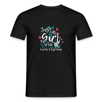 dolphin lover funny quote just a girl, d - Men's T-Shirt - black - Front - AI Model Male 178 light (178cm)