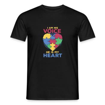 Je suis sa voix, il est mon cœur Autisme Be - T-shirt homme - noir - Devant - AI Model Male 178 light (178cm)