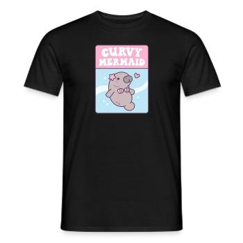 Cute Manatee Curvy Mermaid Funny - Men's T-Shirt - black - Front - AI Model Male 178 light (178cm)