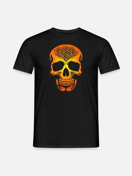 Goldener Kelten Totenkopf - Männer T-Shirt - Schwarz