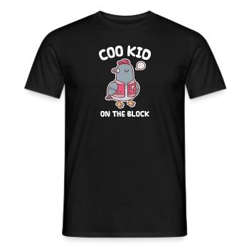Pigeon In Varsity Jacket Coo Kid On The Block - Men's T-Shirt - black - Front - AI Model Male 178 light (178cm)