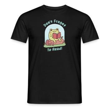 Cute Frog Happily Reading Dont Froget To Read Pun - Men's T-Shirt - black - Front - AI Model Male 178 light (178cm)