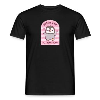 Süßer Pinguin Watscheln Ich mache ohne dich Valentinstag Wortspiel - Männer T-Shirt - Schwarz - Vorne - AI Model Male 178 light (178cm)