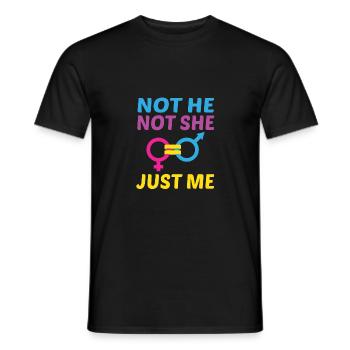 Not He Not She Just Me Lesbian Proud Rainbow Queer - Männer T-Shirt - Schwarz - Vorne - AI Model Male 178 light (178cm)