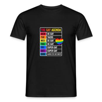 The Gay Agenda Be Gay Pride Bisexual Love Rainbow - Männer T-Shirt - Schwarz - Vorne - AI Model Male 178 light (178cm)