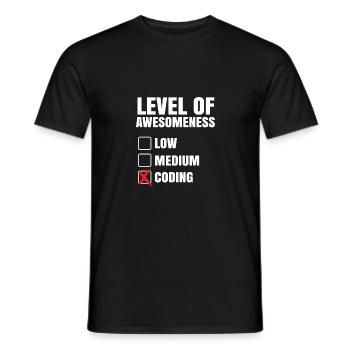 Level Of Awesomeness Low Medium Coding Programming - Männer T-Shirt - Schwarz - Vorne - AI Model Male 178 light (178cm)