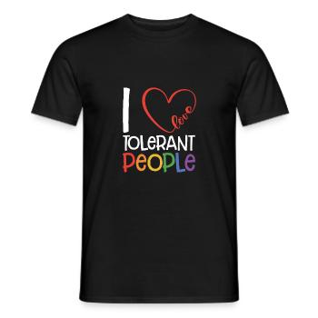 I Love Tolerant People Bisexual Gay Pansexual Rain - Männer T-Shirt - Schwarz - Vorne - AI Model Male 178 light (178cm)