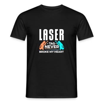 Lasertag Never Broke My Heart Lasertag Player Lase - Männer T-Shirt - Schwarz - Vorne - AI Model Male 178 light (178cm)