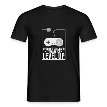 When Life Goes Hard It Means You Level Up Gaming V - Männer T-Shirt - Schwarz - Vorne - AI Model Male 178 light (178cm)