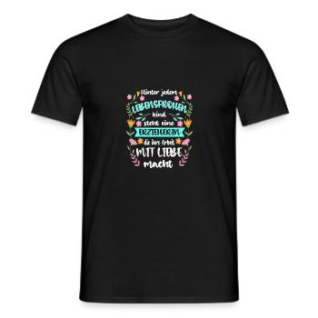 Hinter Jedem Lebensfrohen Kind Steht Eine Erzieher - Männer T-Shirt - Schwarz - Vorne - AI Model Male 178 light (178cm)