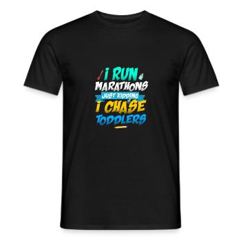 I Run Marathons Just Kidding I Chase Toddlers Baby - Männer T-Shirt - Schwarz - Vorne - AI Model Male 178 light (178cm)