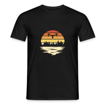 Retro Graphic Drone Flying Quadcopter Pilot RC Dro - Men's T-Shirt - black - Front - AI Model Male 178 light (178cm)