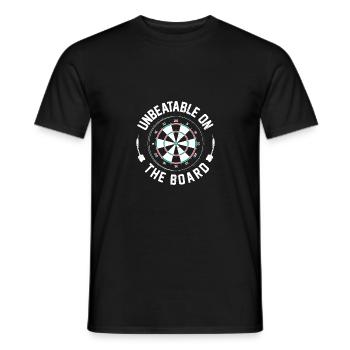 Unbeatable On The Board Dart Player Darting Darts - Men's T-Shirt - black - Front - AI Model Male 178 light (178cm)