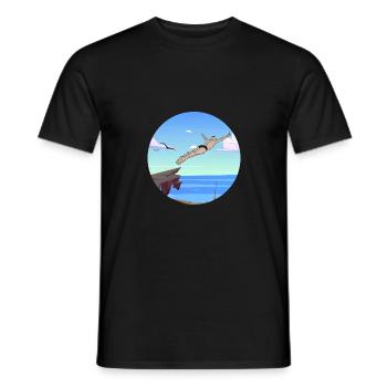 Retro Graphic Cliff Diver Cliff Diving Tombstoning - Men's T-Shirt - black - Front - AI Model Male 178 light (178cm)