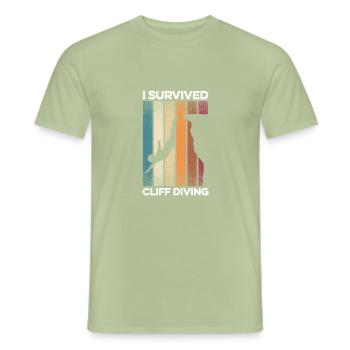 I Survived Cliff Diving Cliff Dive Cliff Jumping T - Men's T-Shirt - sage - Front - AI Model Male 178 light (178cm)