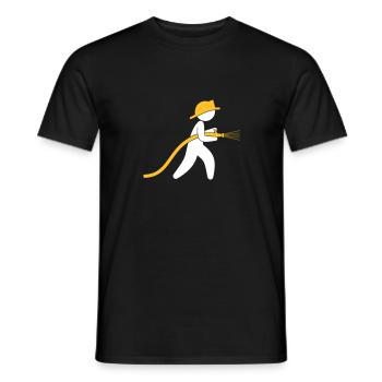 Un pompier avec un tuyau d'eau - T-shirt homme - noir - Devant - AI Model Male 178 light (178cm)
