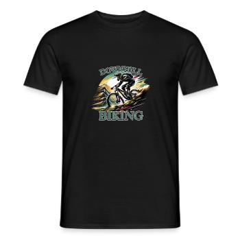 Downhill Fahrrad fahren Mountainbike MTB - Männer T-Shirt - Schwarz - Vorne - AI Model Male 178 light (178cm)