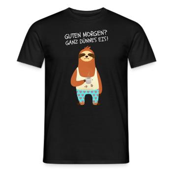 Guten Morgen? Ganz Dünnes Eis! Faultier Mit Kaffee - Männer T-Shirt - Schwarz - Vorne - AI Model Male 178 light (178cm)