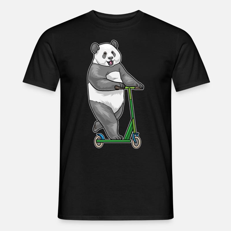Panda Scooter - Männer T-Shirt - Schwarz