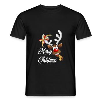 Rudolf Rentier Weihnachten - Männer T-Shirt - Schwarz - Vorne - AI Model Male 178 light (178cm)