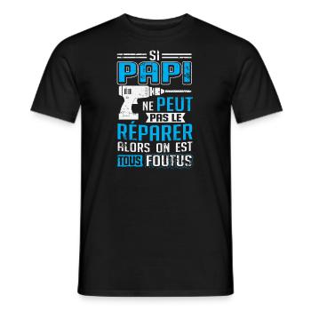 Papi Super Bricoleur | Idée Cadeau Papi Bricoleur - T-shirt homme - noir - Devant - AI Model Male 178 light (178cm)