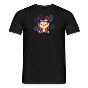 4 juillet singe américain pour enfants usa feux d’artifice - T-shirt homme - noir - Devant - AI Model Male 178 light (178cm)