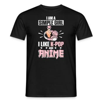 Je suis une fille simple J’aime la K-Pop et l’Anime - T-shirt homme - noir - Devant - AI Model Male 178 light (178cm)
