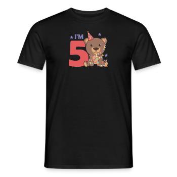 Bear for the fifth birthday for children 5 years old - Men's T-Shirt - black - Front - AI Model Male 178 light (178cm)