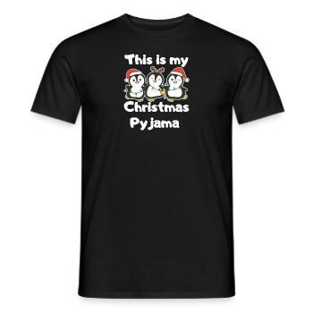 Pyjama de Noël Pingouin de Noël - T-shirt homme - noir - Devant - AI Model Male 178 light (178cm)