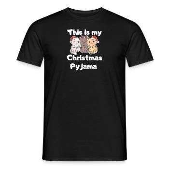 Christmas Cat Christmas Pajamas - Men's T-Shirt - black - Front - AI Model Male 178 light (178cm)