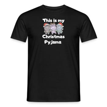 Pyjama de Noël Hippopotame de Noël - T-shirt homme - noir - Devant - AI Model Male 178 light (178cm)