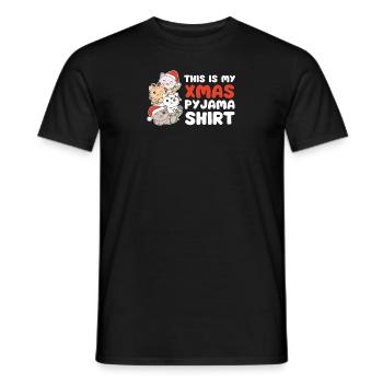 Pyjama de Noël pour chat - T-shirt homme - noir - Devant - AI Model Male 178 light (178cm)