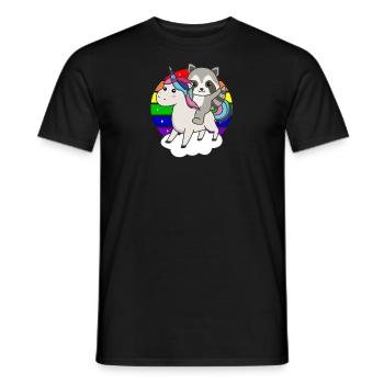 Waschbär Einhorn Regenbogen Tiere Einhörner - Männer T-Shirt - Schwarz - Vorne - AI Model Male 178 light (178cm)