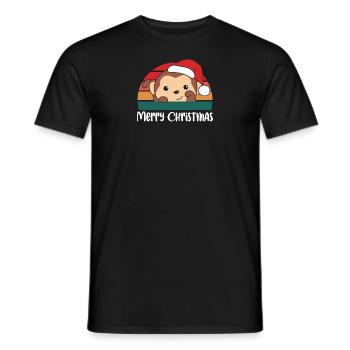 merry Christmas Retro Faultier Weihnacht - Männer T-Shirt - Schwarz - Vorne - AI Model Male 178 light (178cm)