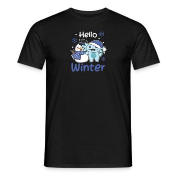 Axolotl Hello Winter schneemann schnee weihnachten - Männer T-Shirt - Schwarz - Vorne - AI Model Male 178 light (178cm)