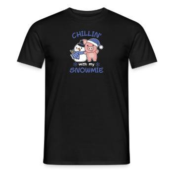 Pig chillin avec mon bonhomme de neige snowmie - T-shirt homme - noir - Devant - AI Model Male 178 light (178cm)