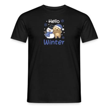 Otter Hello Winter schneemann schnee weihnachten - Männer T-Shirt - Schwarz - Vorne - AI Model Male 178 light (178cm)