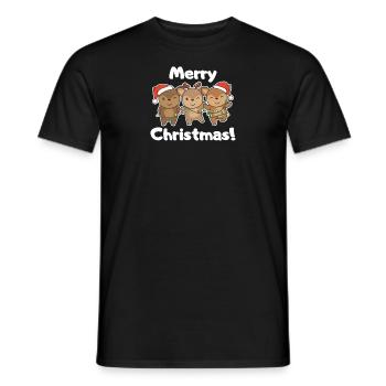 Cerf Noël Animaux Mignon Cerf Joyeux Noël - T-shirt homme - noir - Devant - AI Model Male 178 light (178cm)
