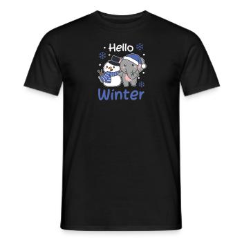 Elefant Hello Winter schneemann schnee weihnachten - Männer T-Shirt - Schwarz - Vorne - AI Model Male 178 light (178cm)