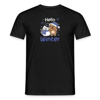 Quokka Hello Winter schneemann schnee weihnachten - Männer T-Shirt - Schwarz - Vorne - AI Model Male 178 light (178cm)